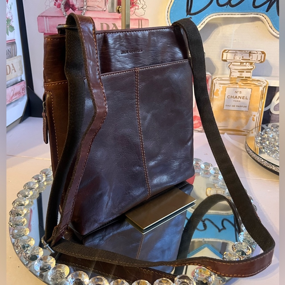JACK  GEORGES  hand~stained Buffalo leather unisex messenger Bag